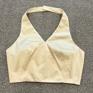 Vintage Pin-up Girl Cream Satin Halter Top, small